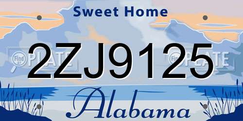 2ZJ9125 Alabama License Plate