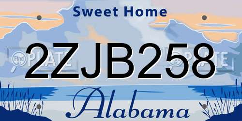 2ZJB258 Alabama License Plate