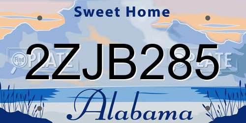 2ZJB285 Alabama License Plate