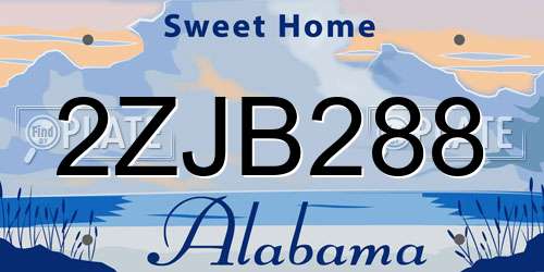 2ZJB288 Alabama License Plate