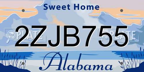 2ZJB755 Alabama License Plate