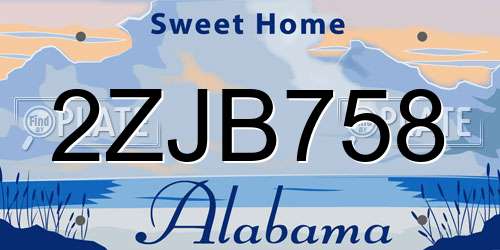 2ZJB758 Alabama License Plate