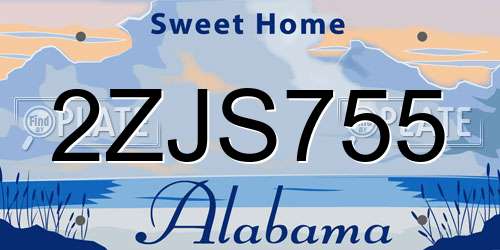 2ZJS755 Alabama License Plate