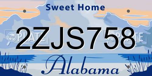2ZJS758 Alabama License Plate