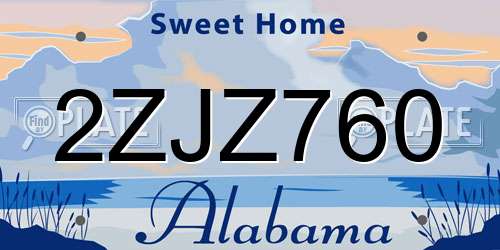 2ZJZ760 Alabama License Plate