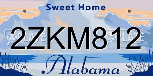 2ZKM812 Alabama License Plate