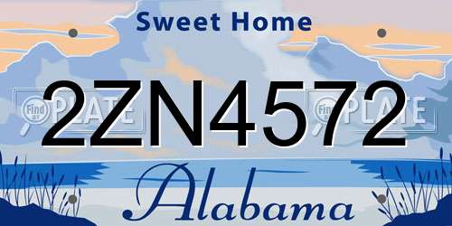 2ZN4572 Alabama License Plate