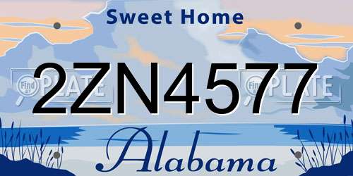 2ZN4577 Alabama License Plate