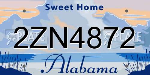 2ZN4872 Alabama License Plate