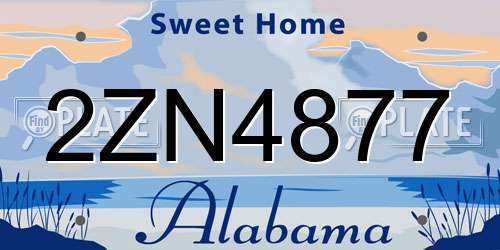 2ZN4877 Alabama License Plate