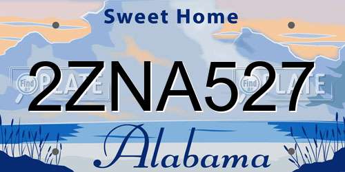 2ZNA527 Alabama License Plate