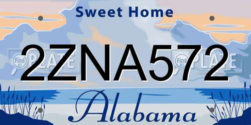 2ZNA572 Alabama License Plate