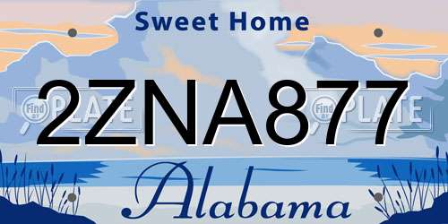 2ZNA877 Alabama License Plate