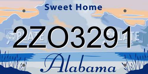 2ZO3291 Alabama License Plate