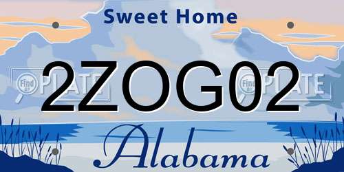 2ZOG02 Alabama License Plate