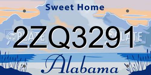 2ZQ3291 Alabama License Plate