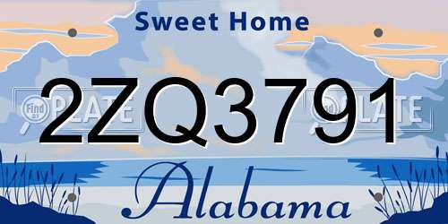 2ZQ3791 Alabama License Plate