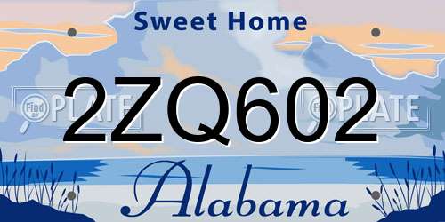 2ZQ602 Alabama License Plate