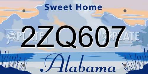 2ZQ607 Alabama License Plate