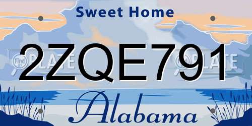 2ZQE791 Alabama License Plate