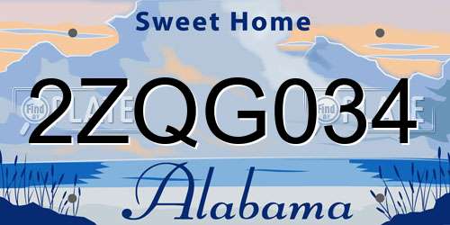 2ZQG034 Alabama License Plate
