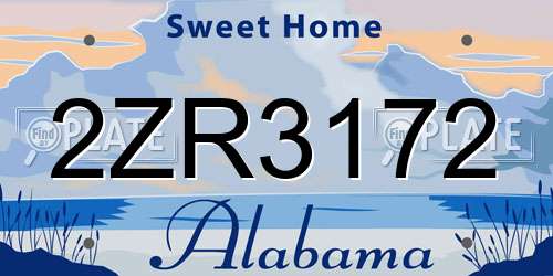 2ZR3172 Alabama License Plate