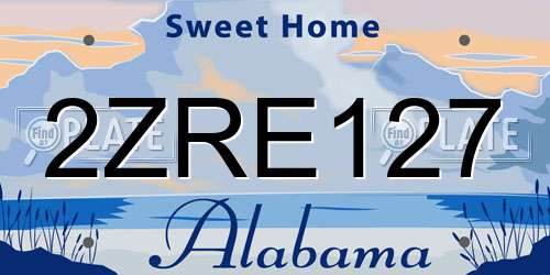 2ZRE127 Alabama License Plate