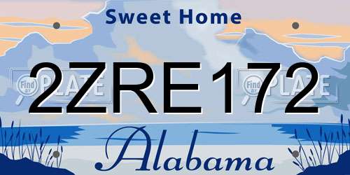 2ZRE172 Alabama License Plate
