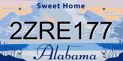 2ZRE177 Alabama License Plate