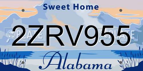 2ZRV955 Alabama License Plate