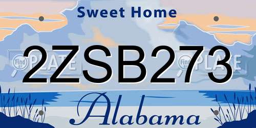 2ZSB273 Alabama License Plate