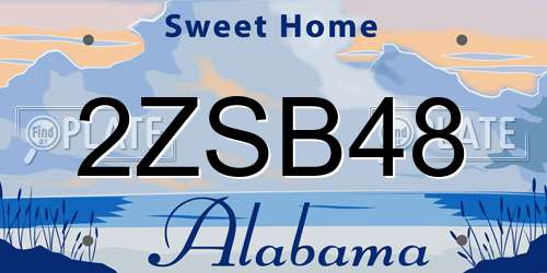 2ZSB48 Alabama License Plate