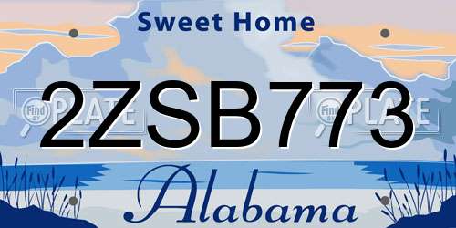 2ZSB773 Alabama License Plate