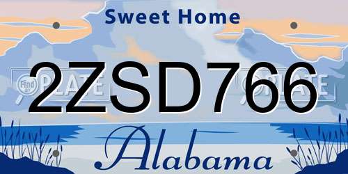 2ZSD766 Alabama License Plate