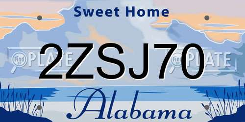 2ZSJ70 Alabama License Plate