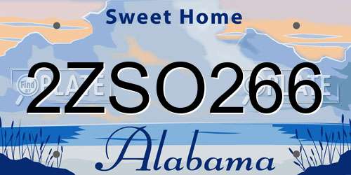 2ZSO266 Alabama License Plate