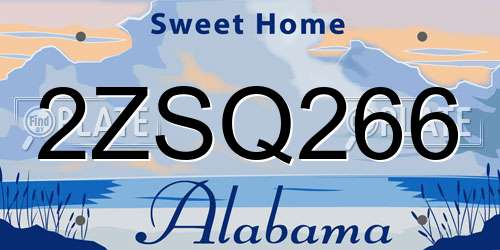 2ZSQ266 Alabama License Plate