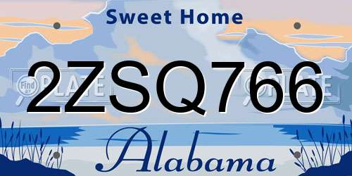 2ZSQ766 Alabama License Plate