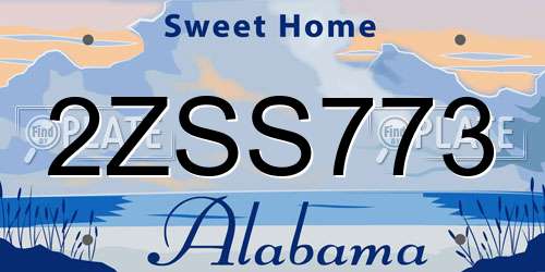 2ZSS773 Alabama License Plate