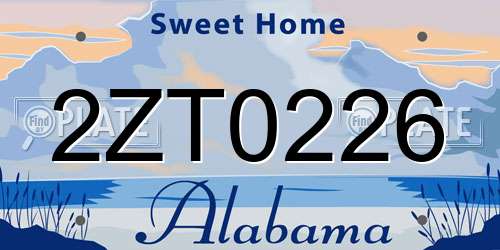 2ZT0226 Alabama License Plate