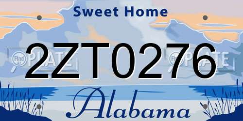 2ZT0276 Alabama License Plate