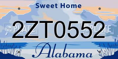 2ZT0552 Alabama License Plate