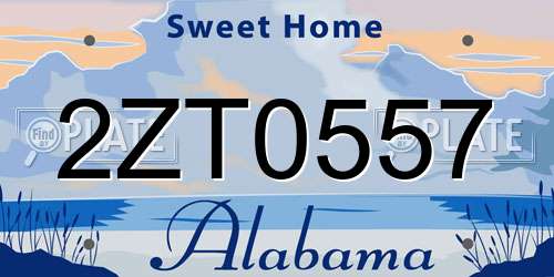 2ZT0557 Alabama License Plate