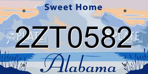 2ZT0582 Alabama License Plate