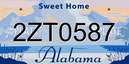 2ZT0587 Alabama License Plate