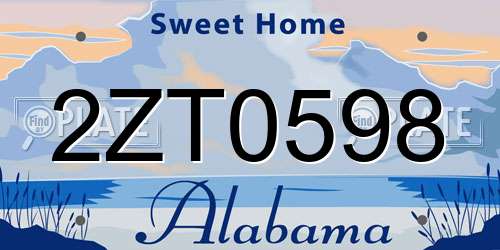 2ZT0598 Alabama License Plate