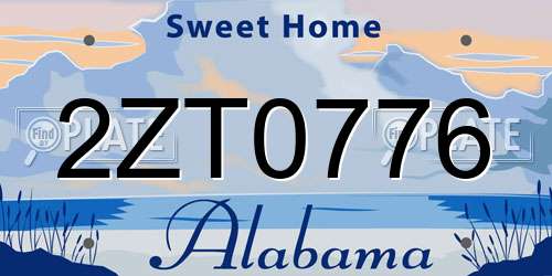 2ZT0776 Alabama License Plate