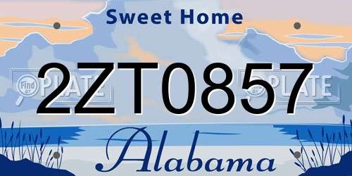 2ZT0857 Alabama License Plate