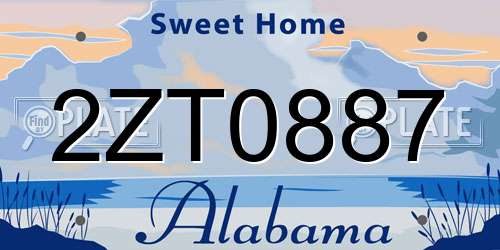 2ZT0887 Alabama License Plate