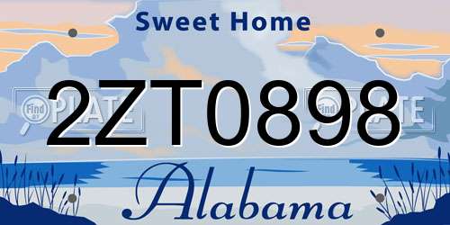 2ZT0898 Alabama License Plate